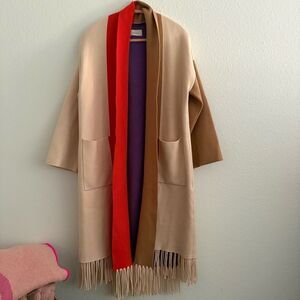 ViCOLO Made in Italy Cardigan Sweater Orange Tan Purple Fringe